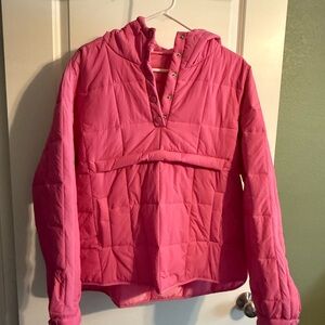 Pink Quilted Pullover raincoat Hoodie